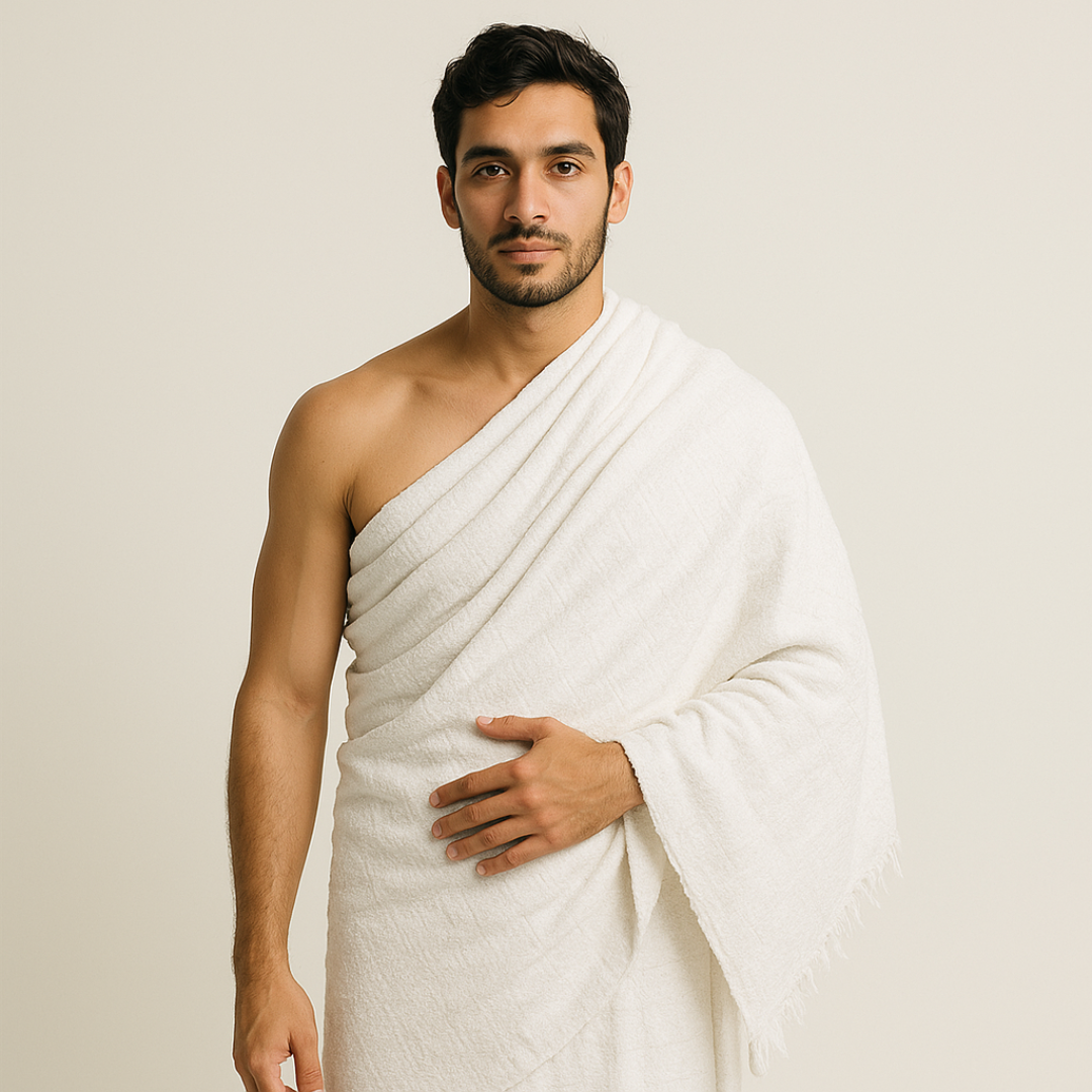 Cotton Ihram Set for Hajj & Umrah | Guide Book + Bag