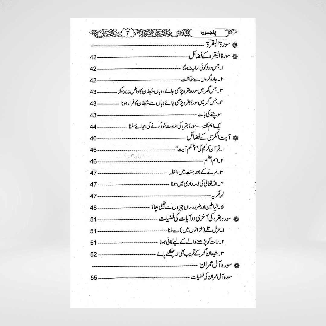 Panj Surah with Nabvi Wazaif | Arabic & Urdu